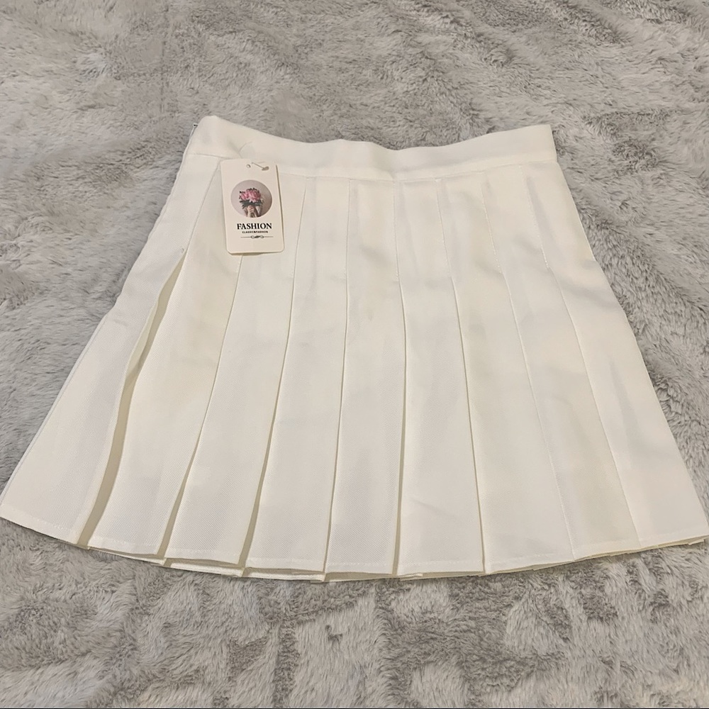 White Pleated Tennis Skirt with Shorts Attached